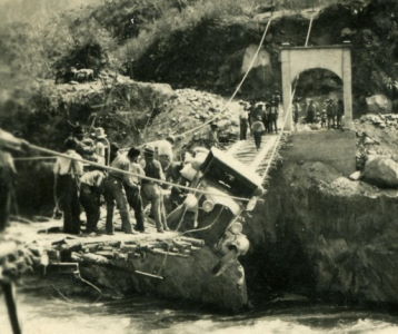 People posing with bridges